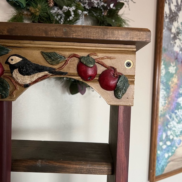 Rare Vintage 1989 Hand Carved Solid
Wood Apple Shelf - Picture 6 of 8